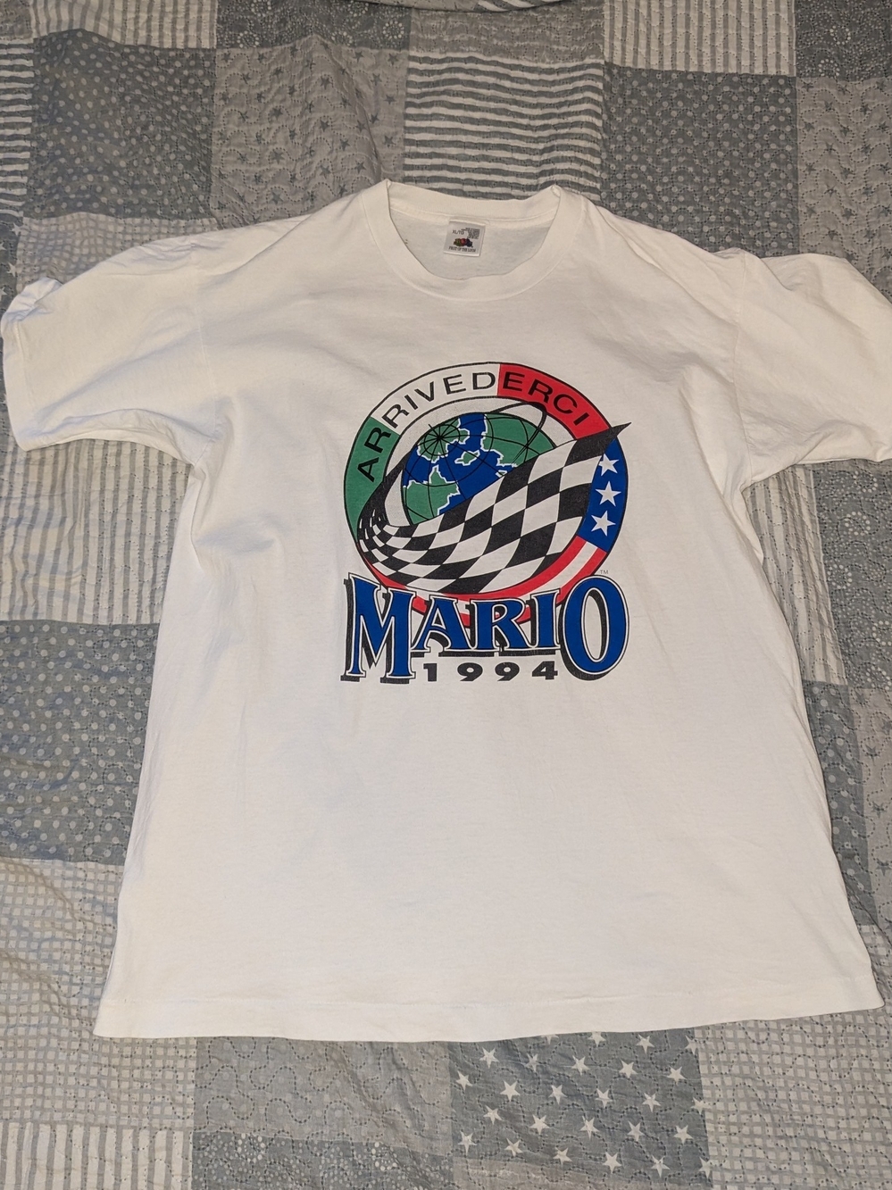 Vintage 1994 Mario Andretti Arrivederci Racing T-Shirt Tour IndyCar 90s